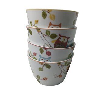 4 Enchanted Woods Appetizer Bowls 222 Fifth PTS 4 3/8" Porcelain Discontined